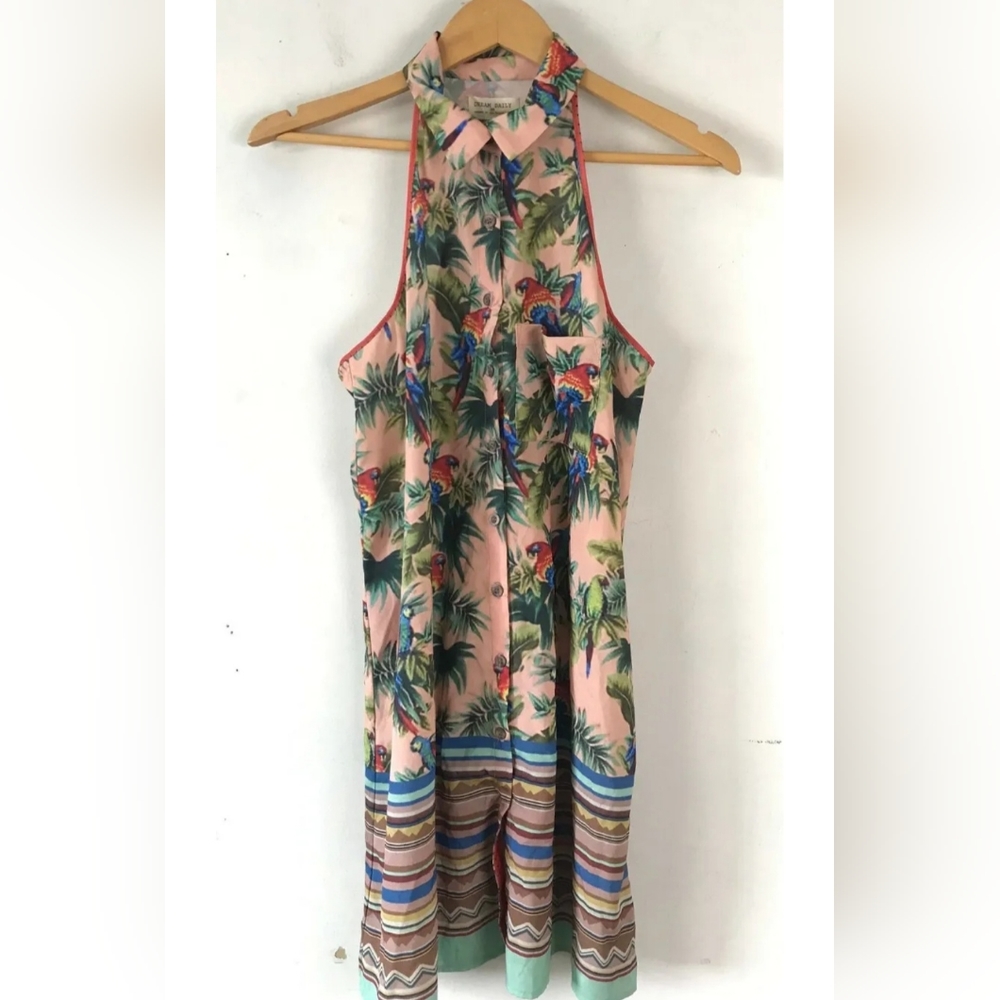 ANTHROPOLOGIE DREAM DAILY WOMENS TROPICAL DRESS SIZE LARGE